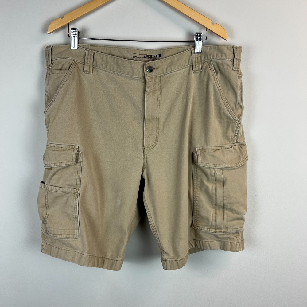 Carhartt Cargo Shorts Men 40 Khaki Relaxed 11" Rigby Rugged Flex Workwear Canvas